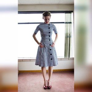 Shabby Apple Retro Style Houndstooth Dress Medium